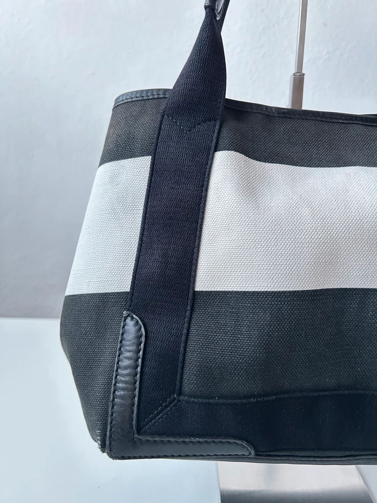 Balenciaga navy cabas logo tote bag small