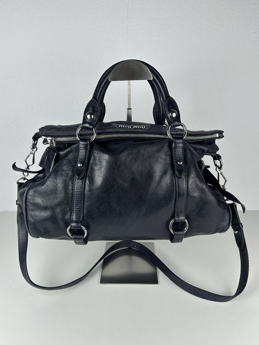 Miu miu vitello bow bag in deep purple