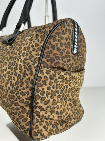 Vintage Bottega Veneta leopard print mini boston bag