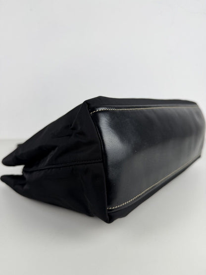 Vintage prada tessuto nylon and leather triangle logo tote