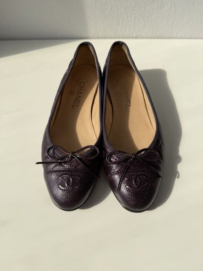 Vintage Chanel ribbon CC logo ballet flats