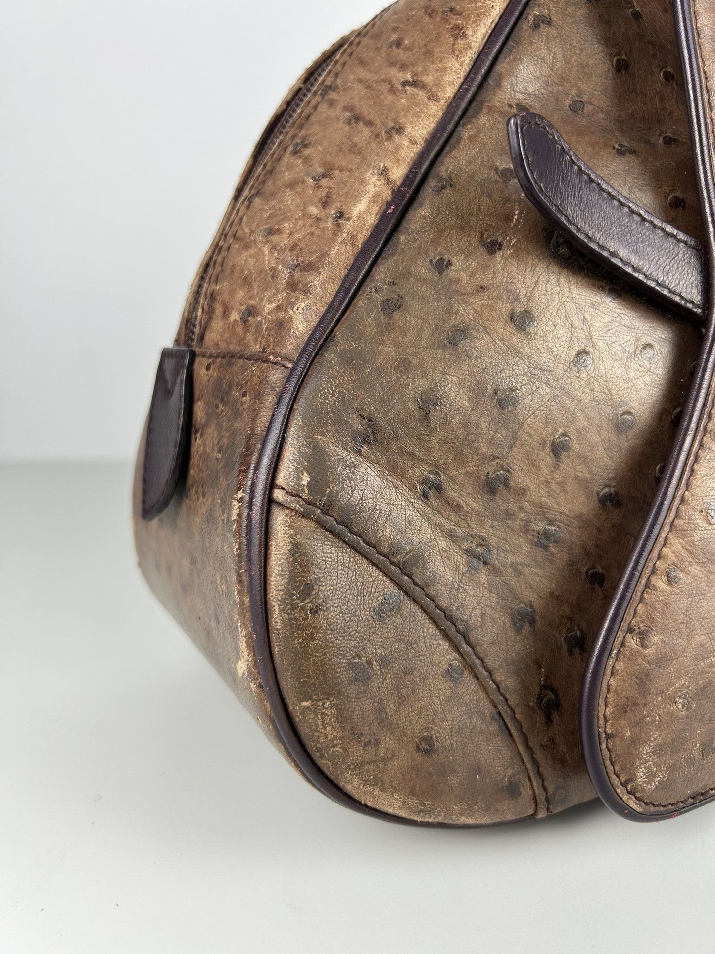 2000 Dior by John Galliano double saddle leather bowling bag