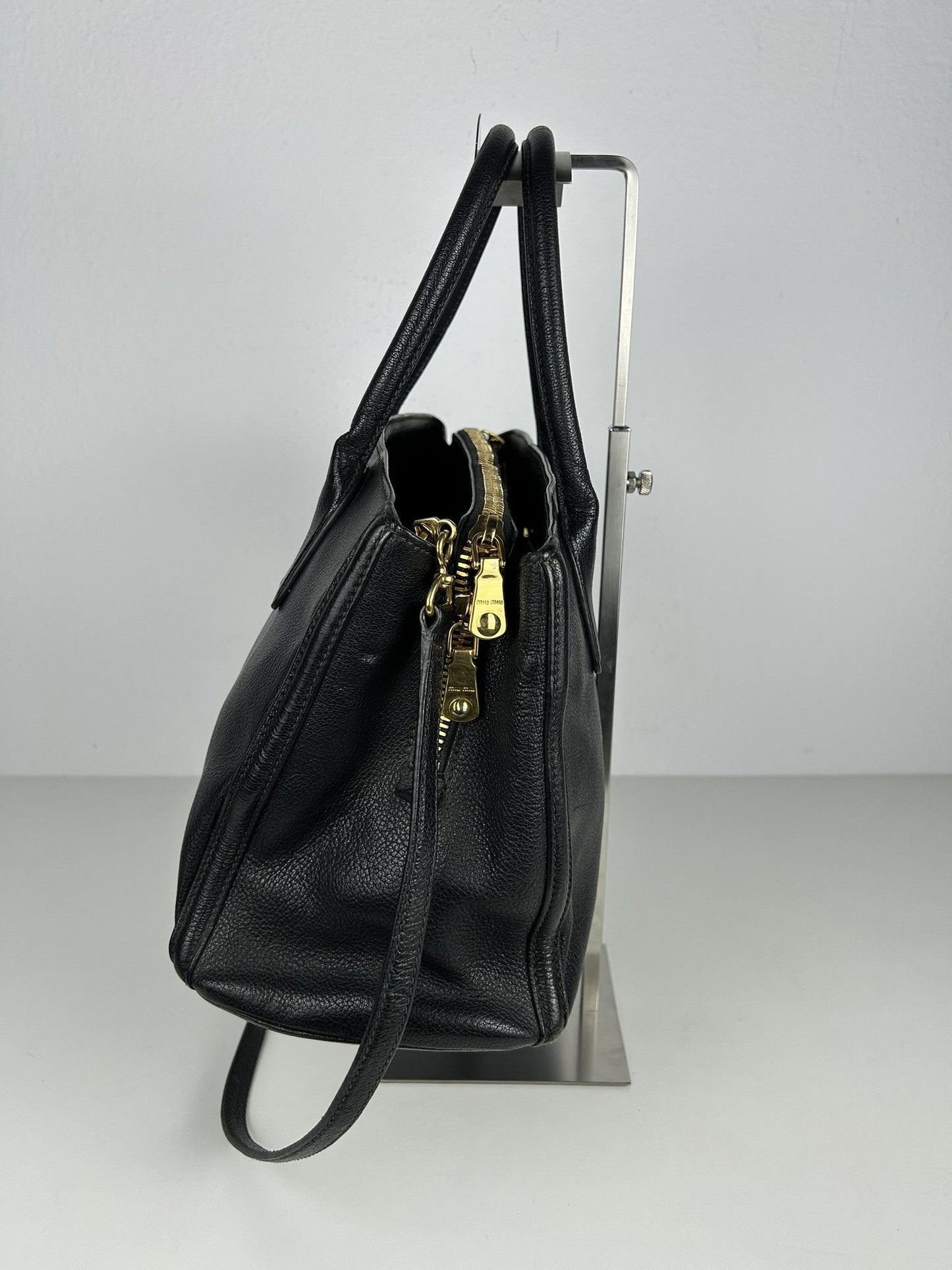 Miu miu madras leather tote bag