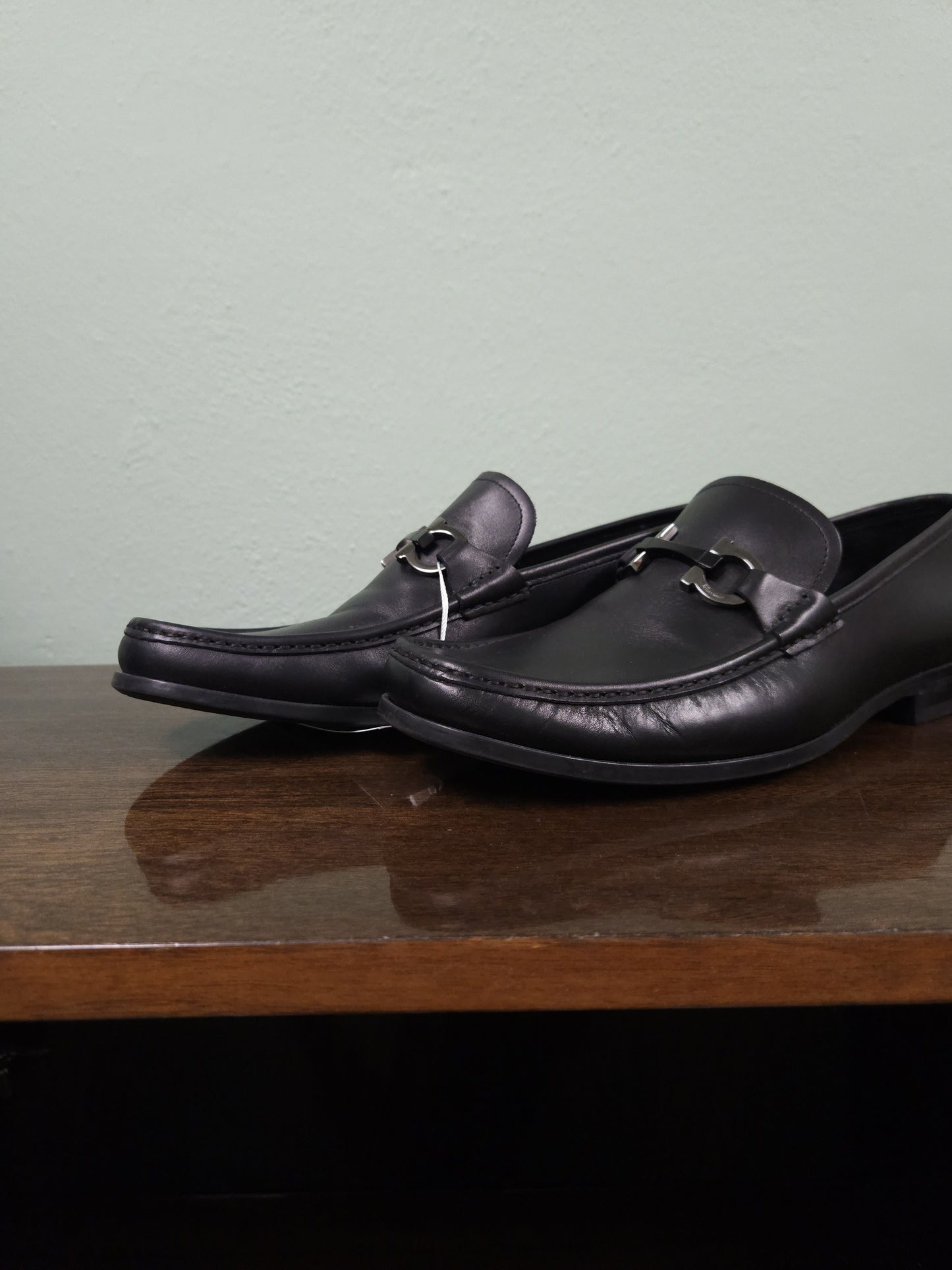 Salvatore Ferragamo gancini black leather loafers