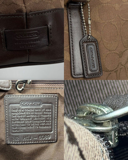 Coach Hamptons leather and canvas signature tote
