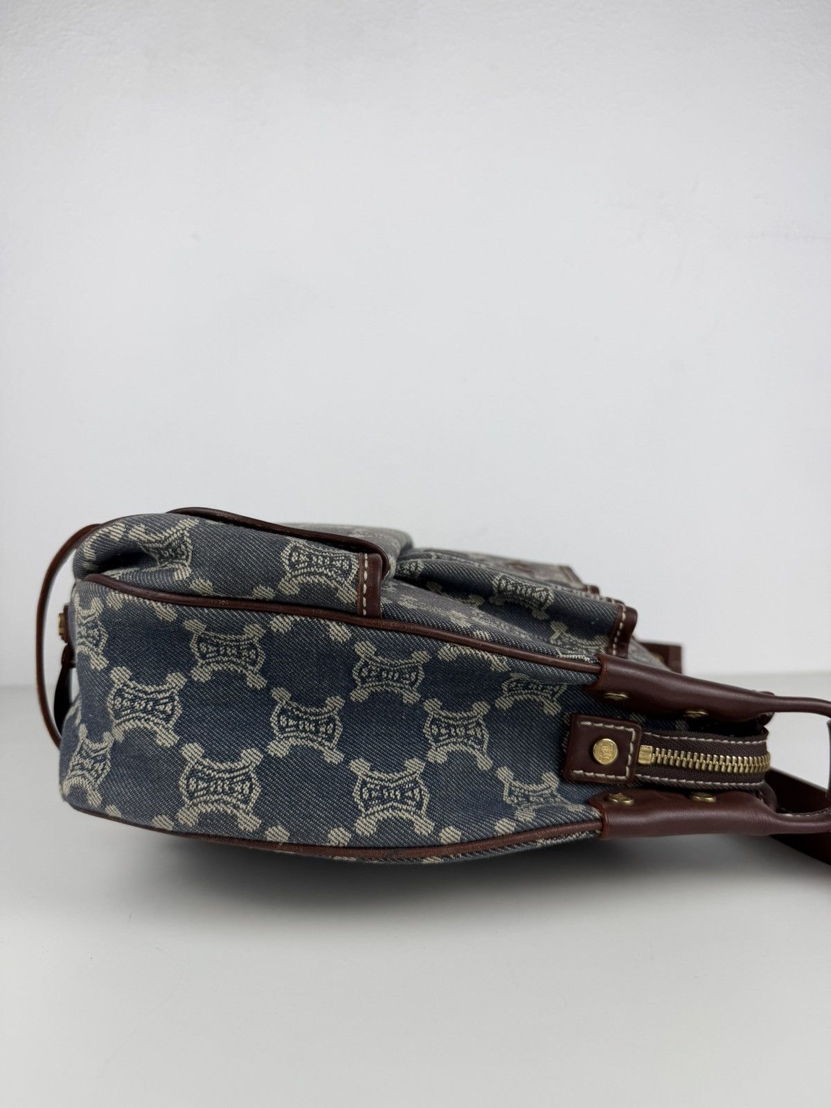 Celine macadam monogram denim shoulder/ crossbody bag
