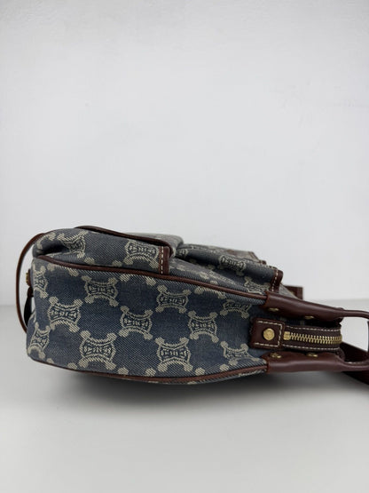 Celine macadam monogram denim shoulder/ crossbody bag