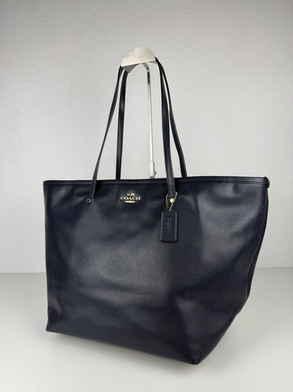 Coach crossgrain leather taxi tote dark navy