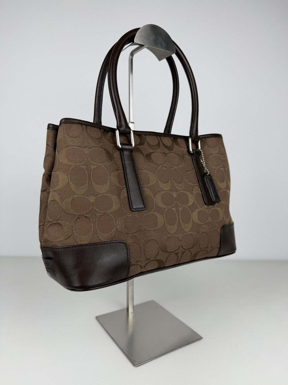 Coach Hamptons leather and canvas signature tote