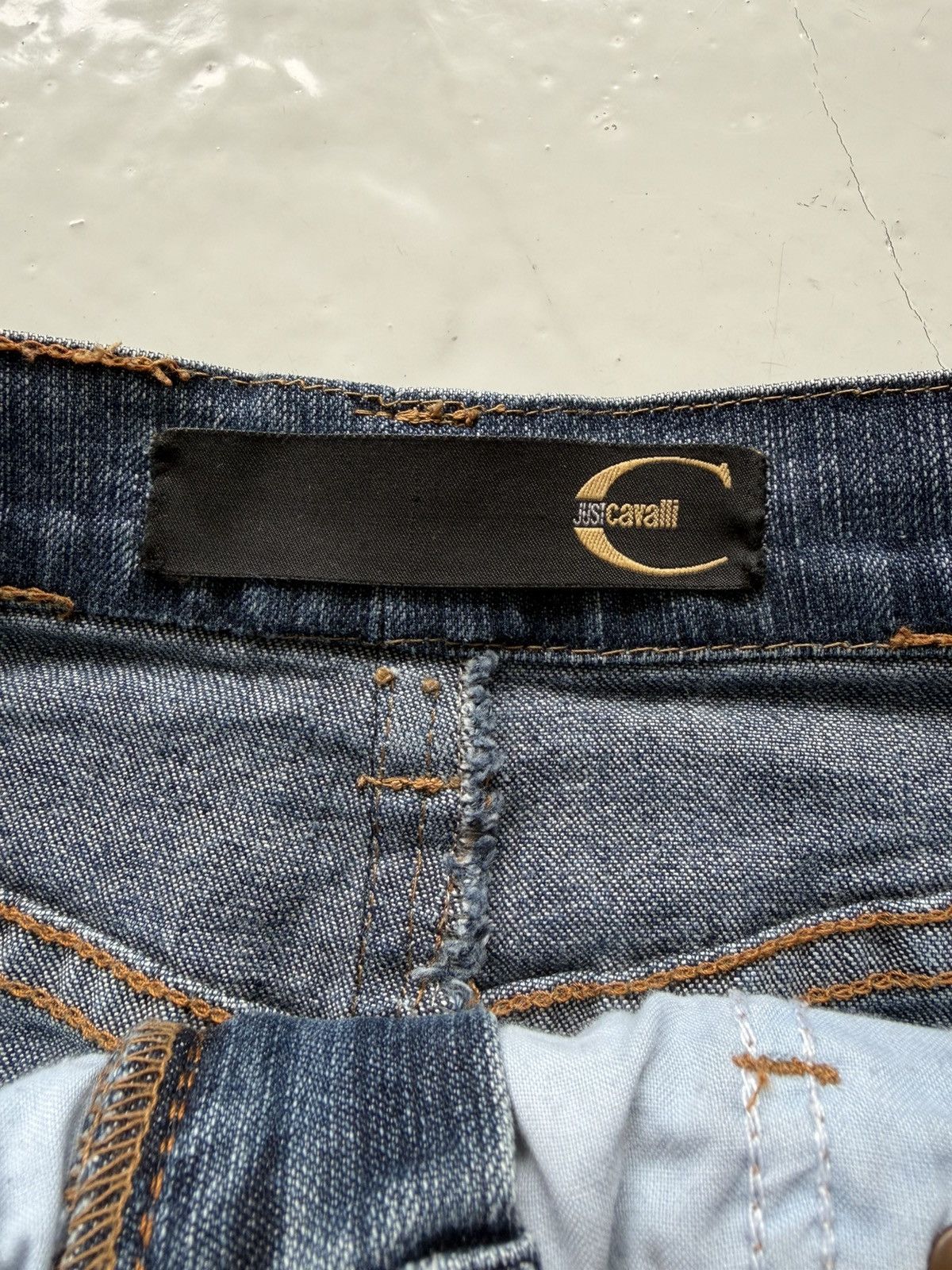 Just Cavalli y2k washed denim pencil skirt