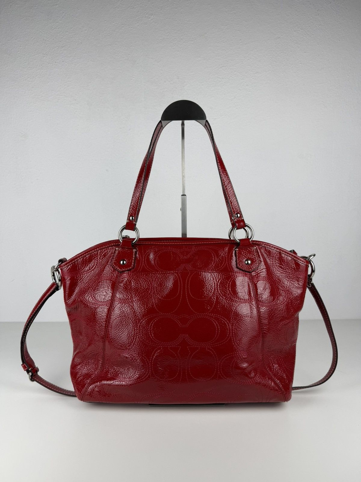 Coach signature patent leather tote bag