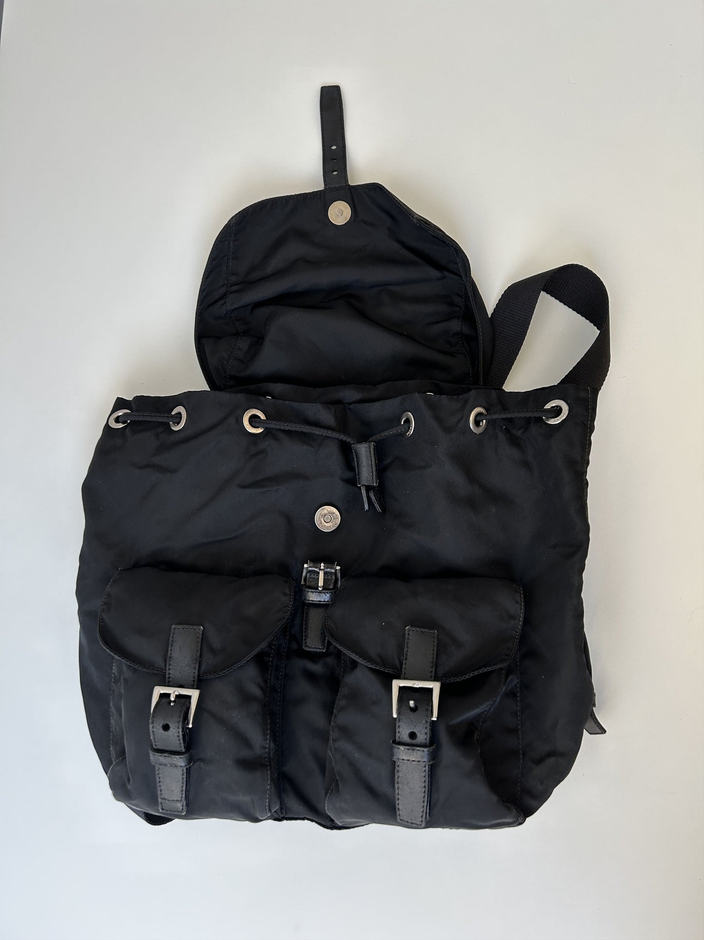Prada nylon triangle logo cargo backpack