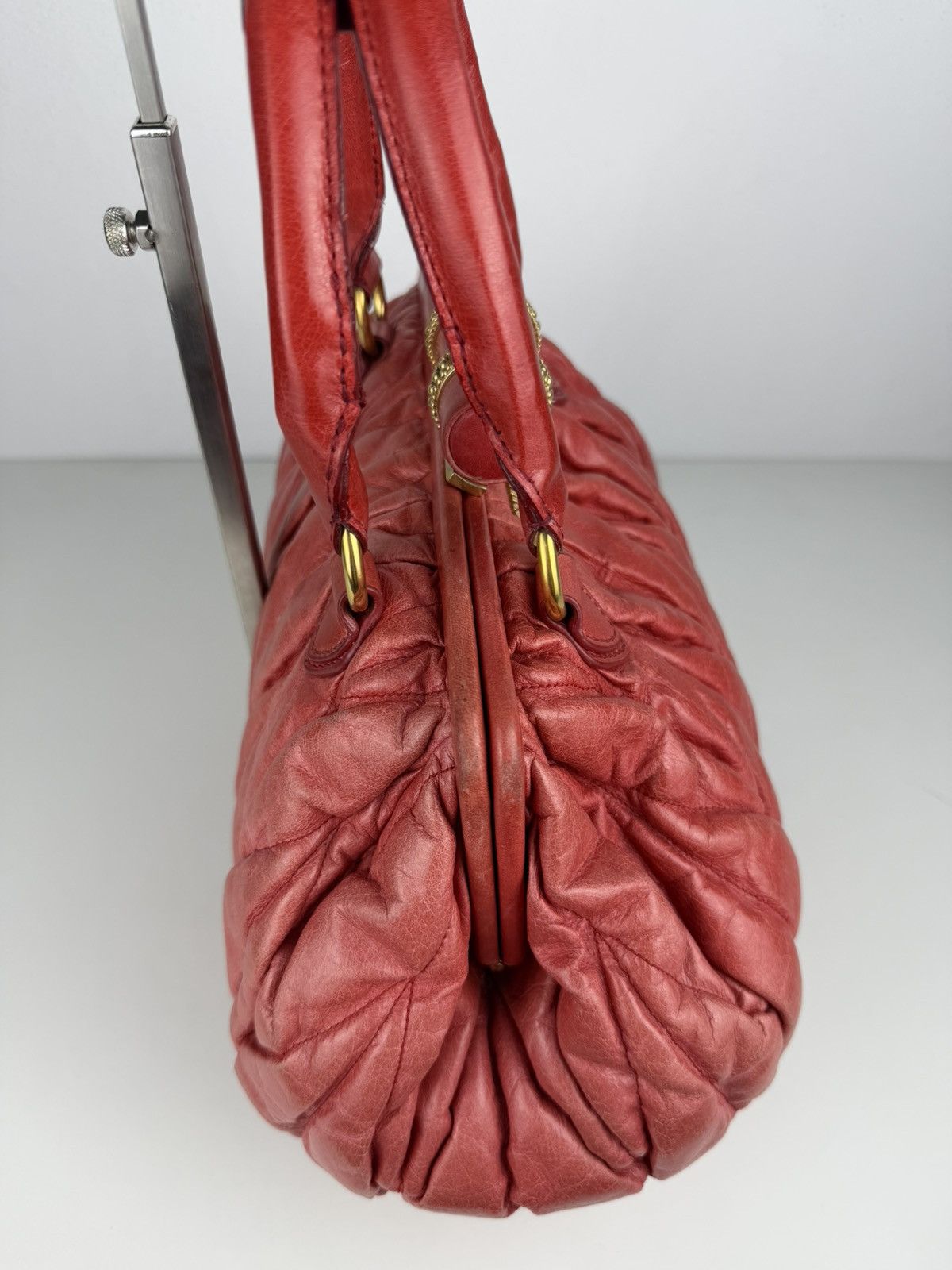 Miu Miu matelasse pleated leather handbag