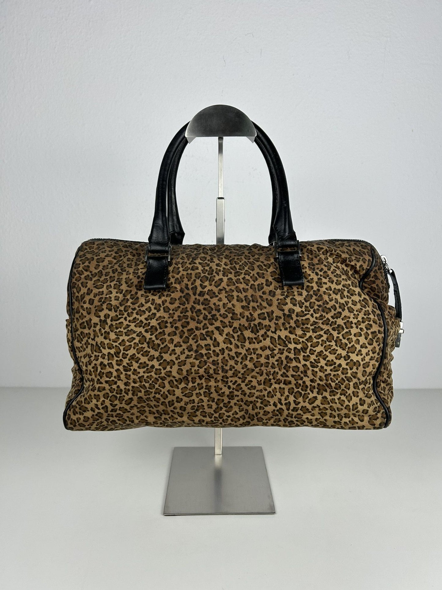 Vintage Bottega Veneta leopard print mini boston bag