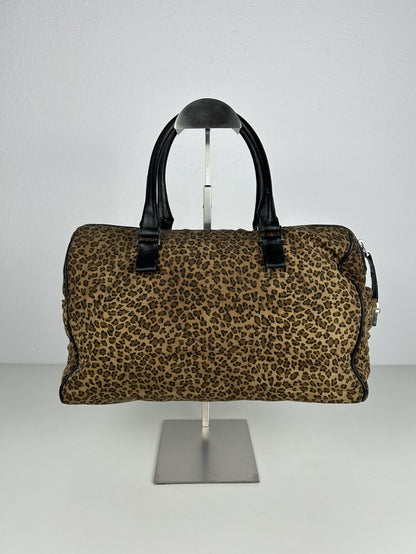 Vintage Bottega Veneta leopard print mini boston bag
