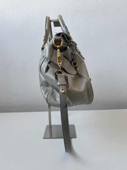 Miu miu vitello bow bag in blueish gray