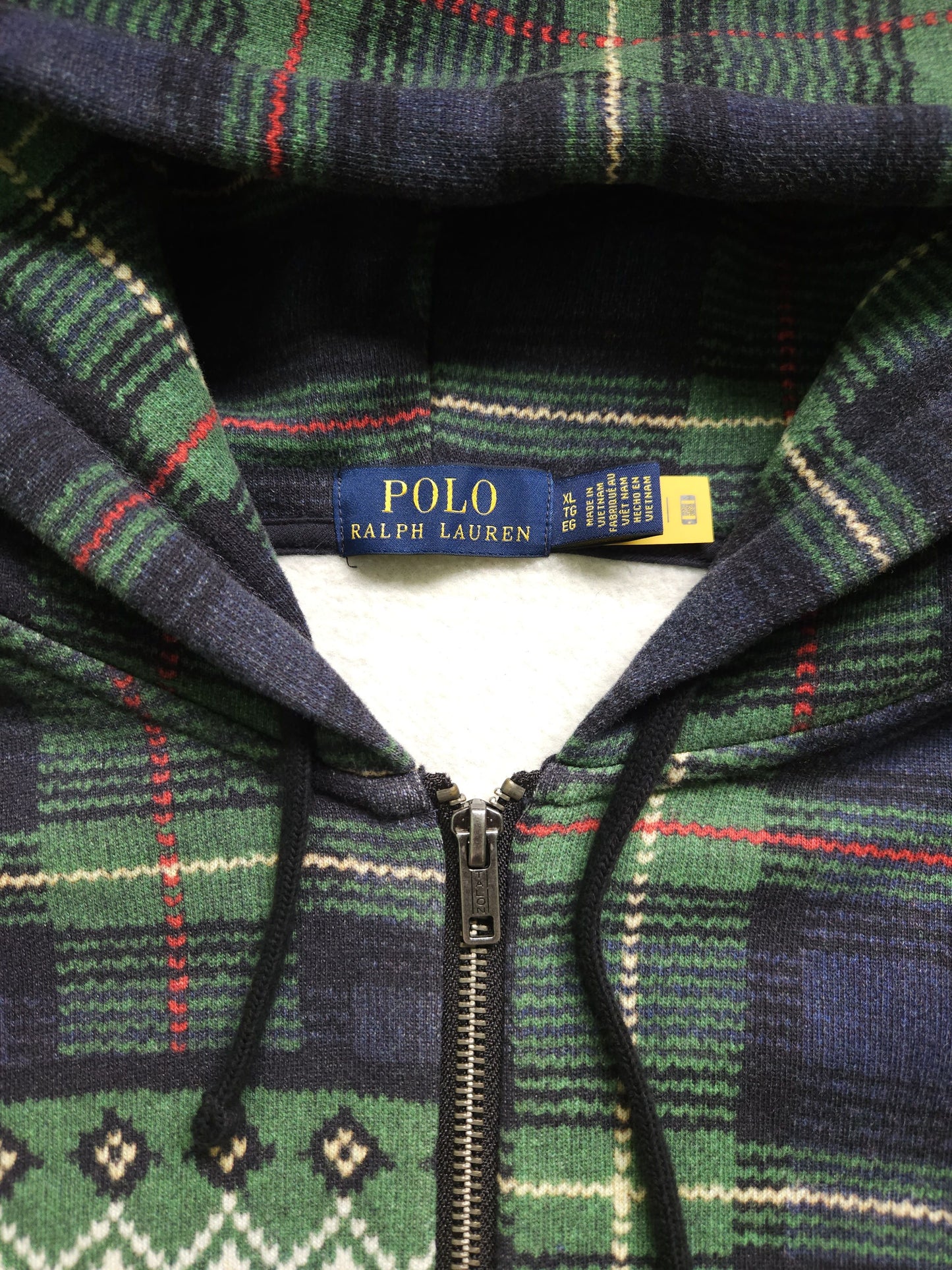 Ralph lauren patchwork print fleece lined zip hoodie