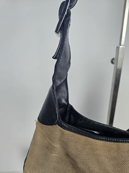 Vintage y2k Gucci Jackie canvas and leather hobo handbag
