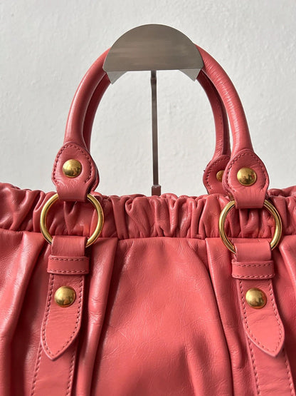 Miu miu vitello bauletto aperto handbag in coral pink