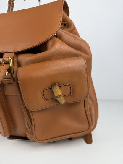 Vintage 80s Gucci bamboo cargo backpack