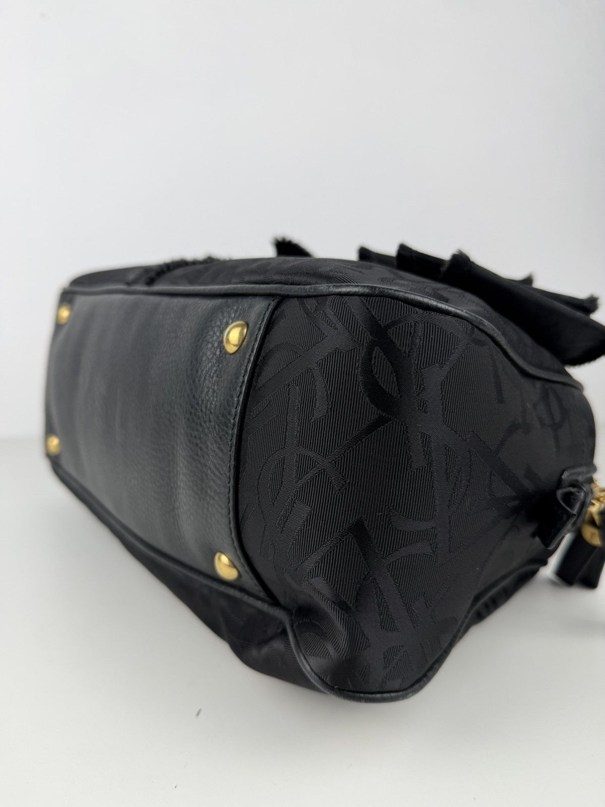 YSL Rive Gauche monogram obi bow bowler bag