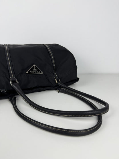 Prada tessuto nylon triangle logo tote bag