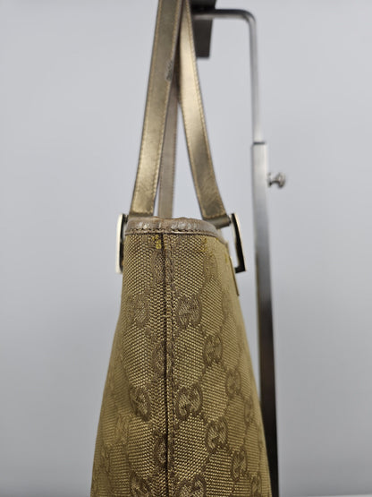 Vintage y2k Gucci gg monogram canvas gold tote bag