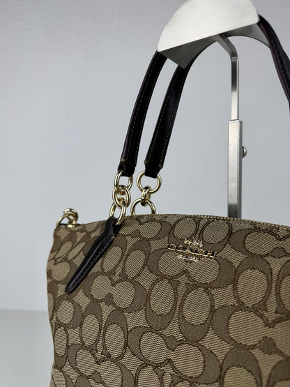 Coach signature jacquard and leather small kelsey satchel