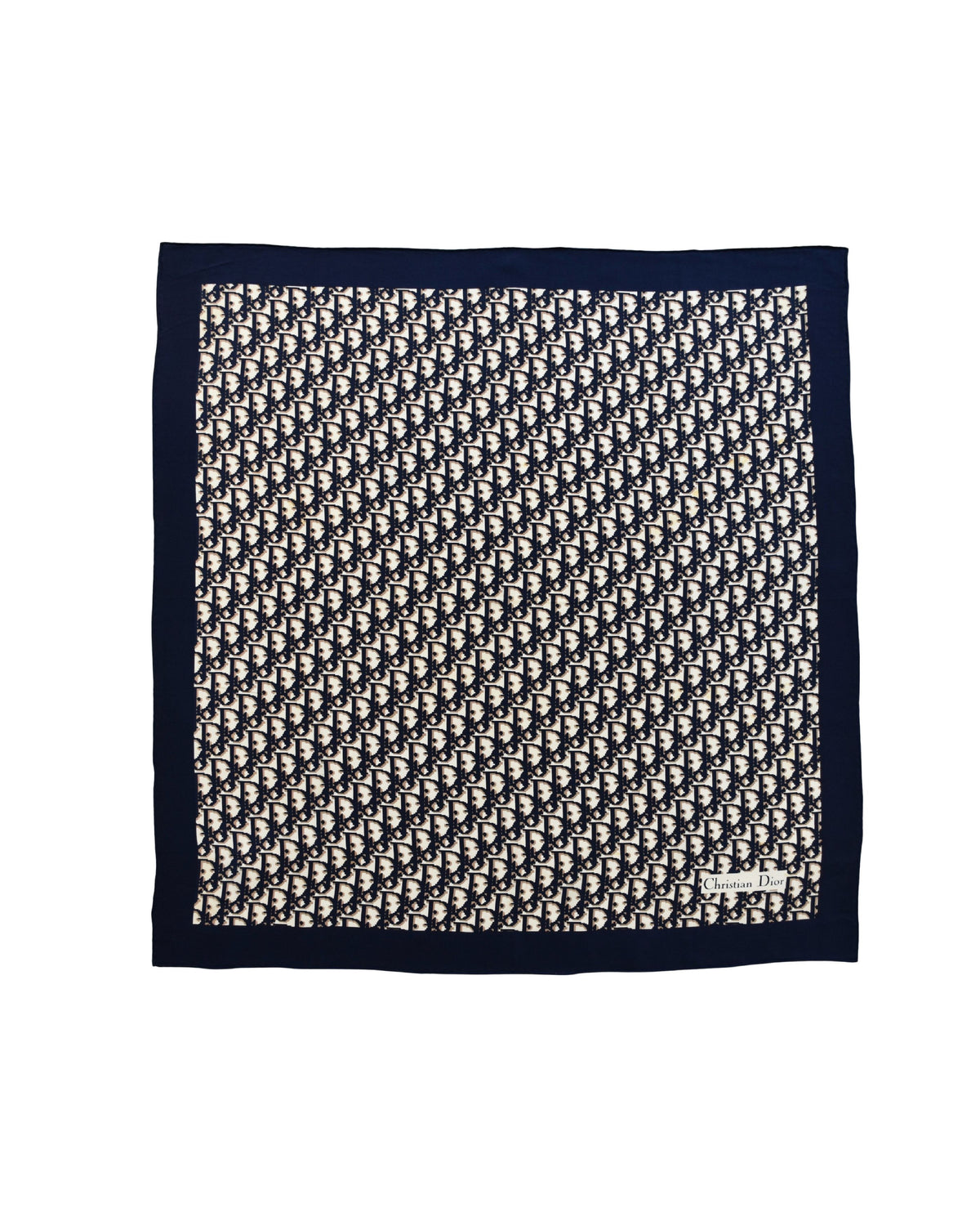 Vintage Dior trotter silk scarf navy & beige