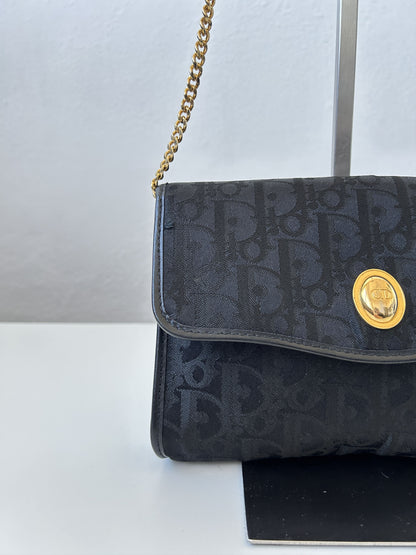 80s Dior trotter oblique monogram canvas chain shoulder bag