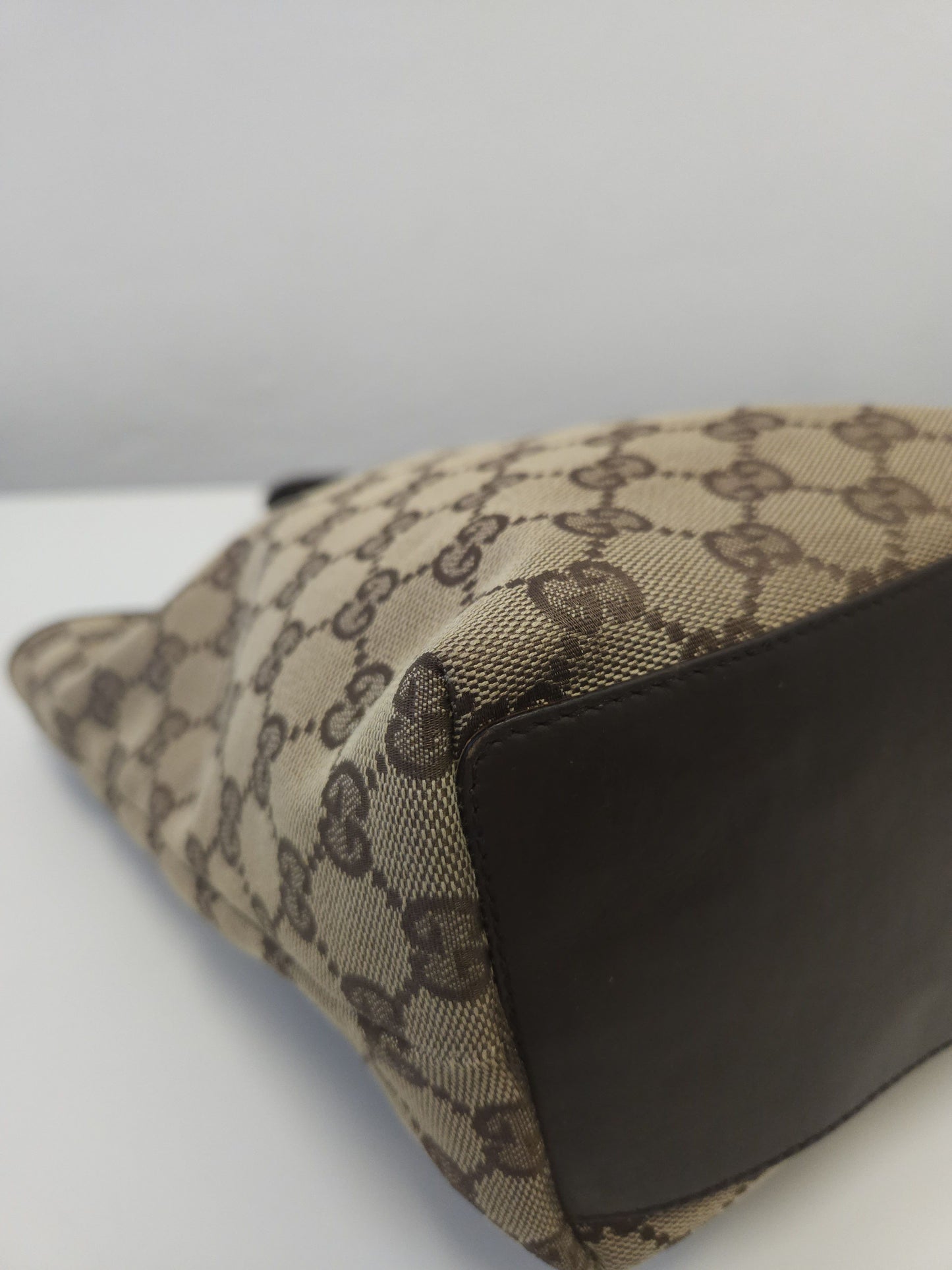 Vintage y2k Gucci gg monogram canvas and leather tote bag