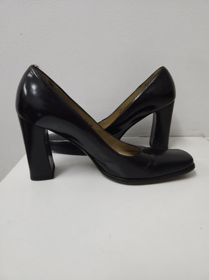 Archive Gucci square toe block heel pumps mules