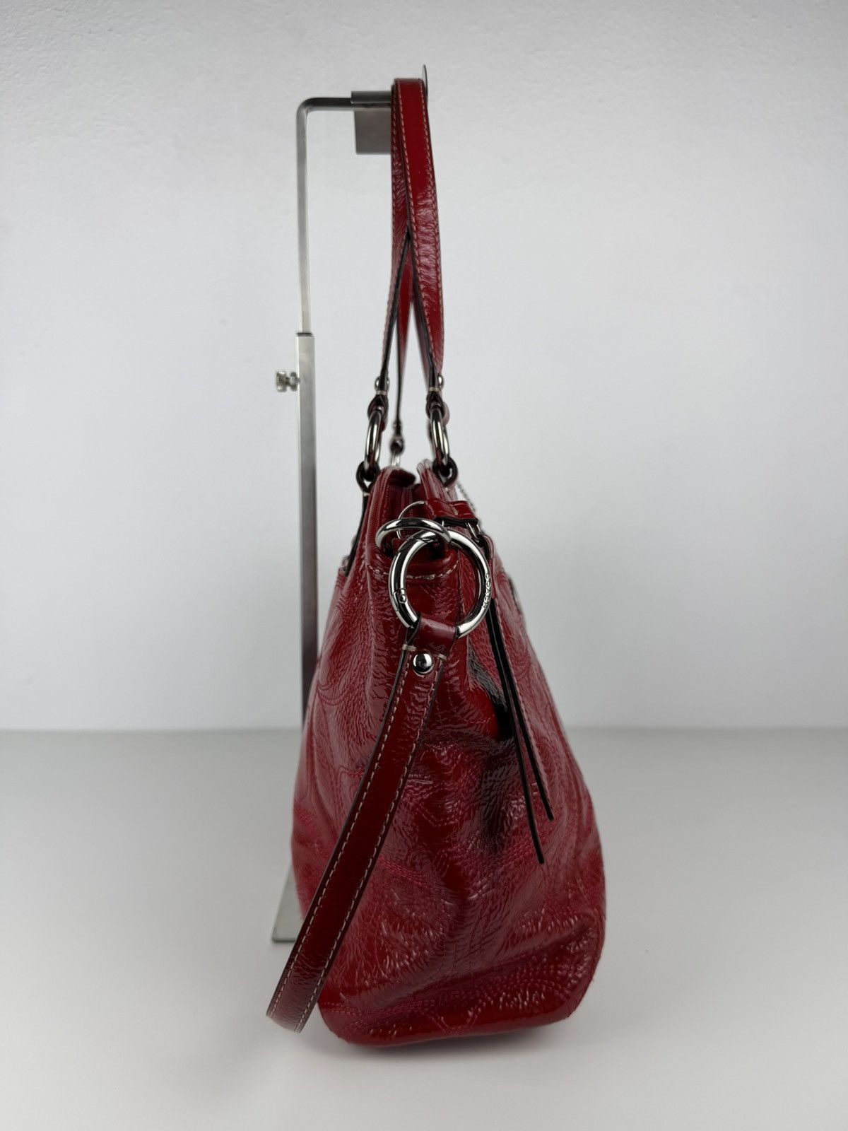 Coach signature patent leather tote bag