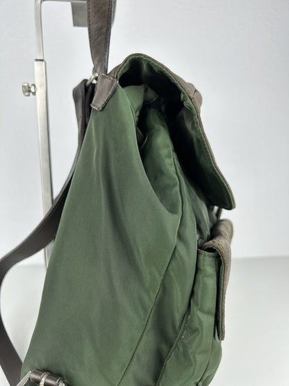 Vintage Prada nylon and leather triangle logo cargo backpack