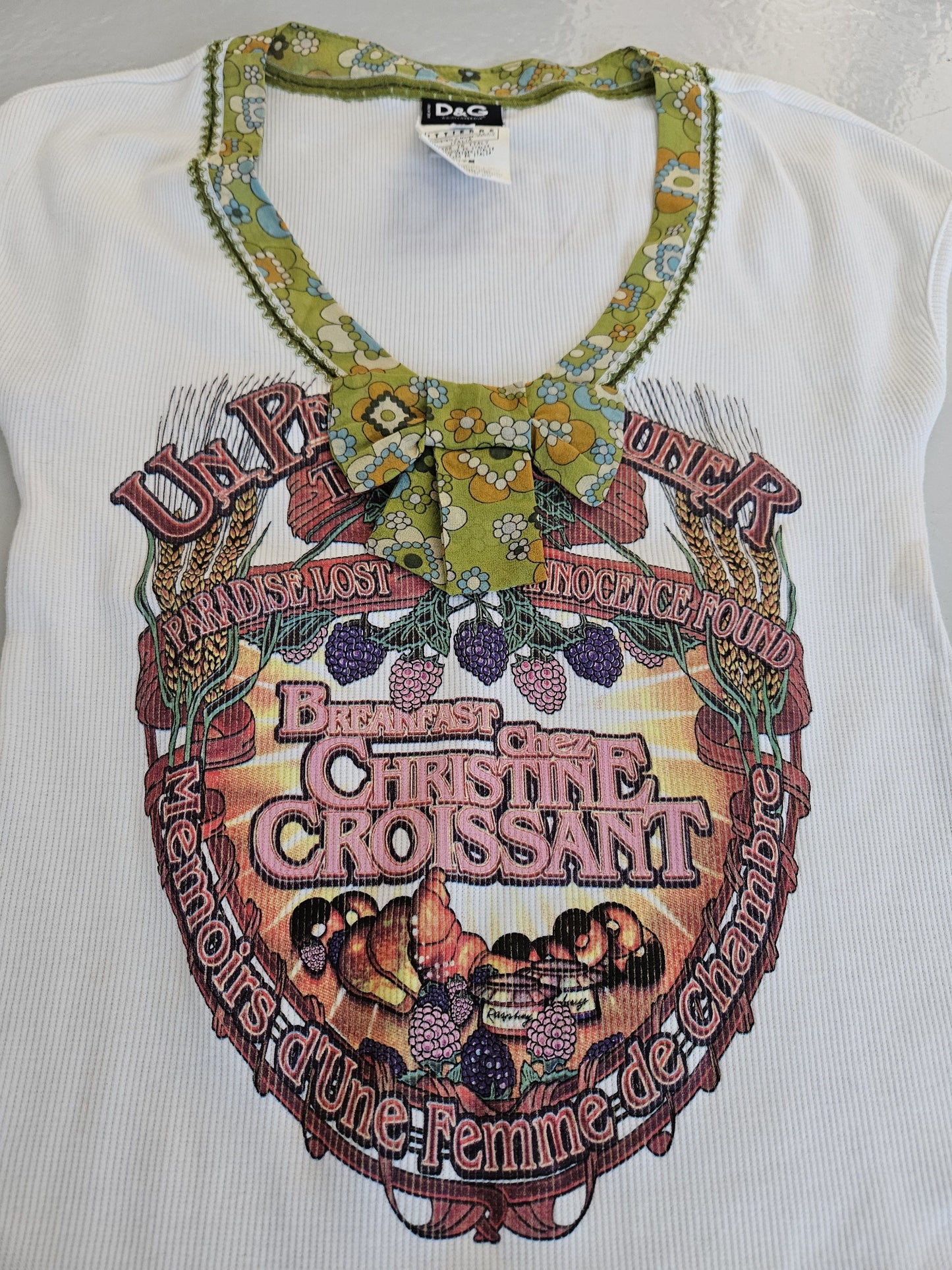 Archive y2k Dolce Gabbana Christine Croissant ribbed top