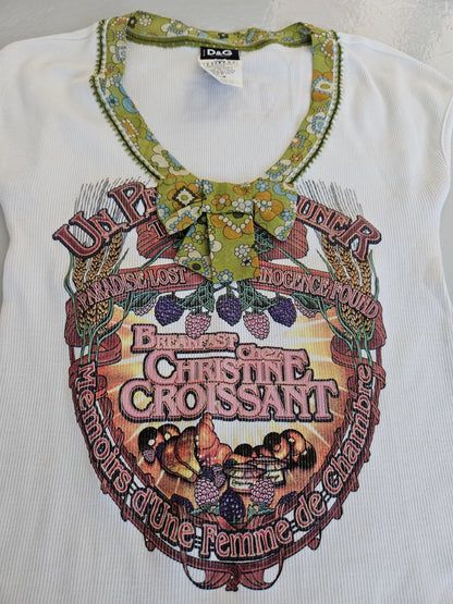 Archive y2k Dolce Gabbana Christine Croissant ribbed top