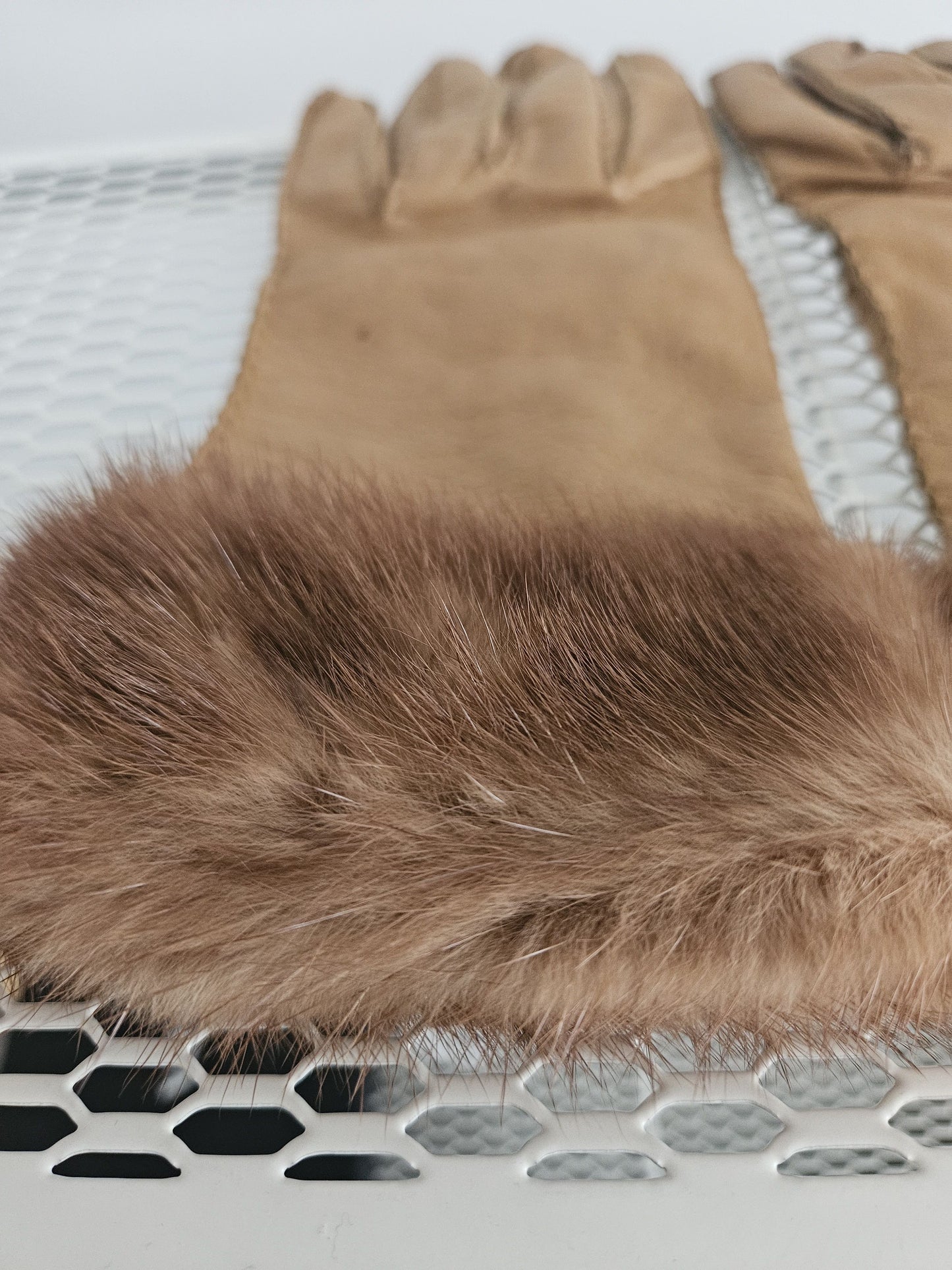 Prada lambskin and mink fur gloves