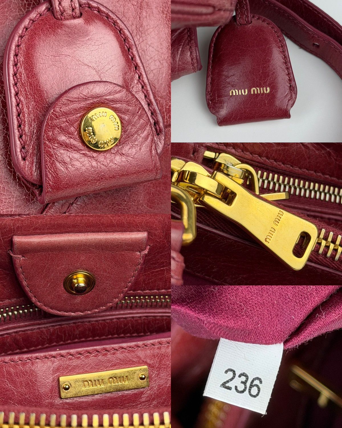 Miu miu vitello lux leather tote bag