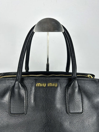 Miu miu madras leather tote bag