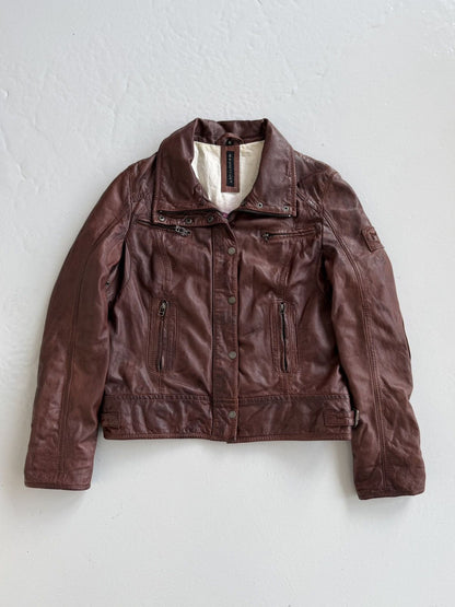 Vintage ‘Mauritius’ cropped leather biker jacket