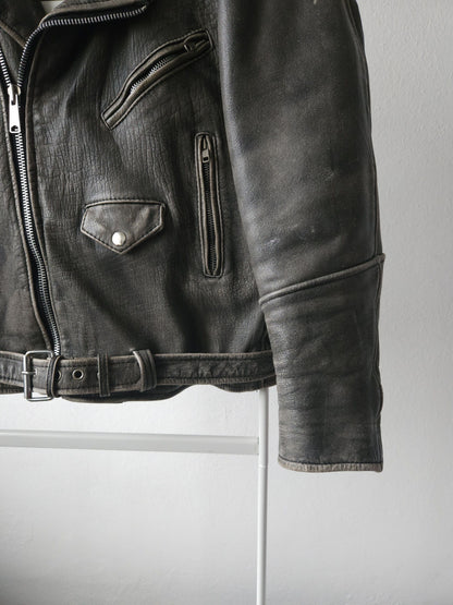 Vintage distressed ramones biker leather jacket