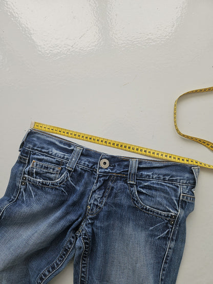 Vintage distressed bootcut low waisted denim