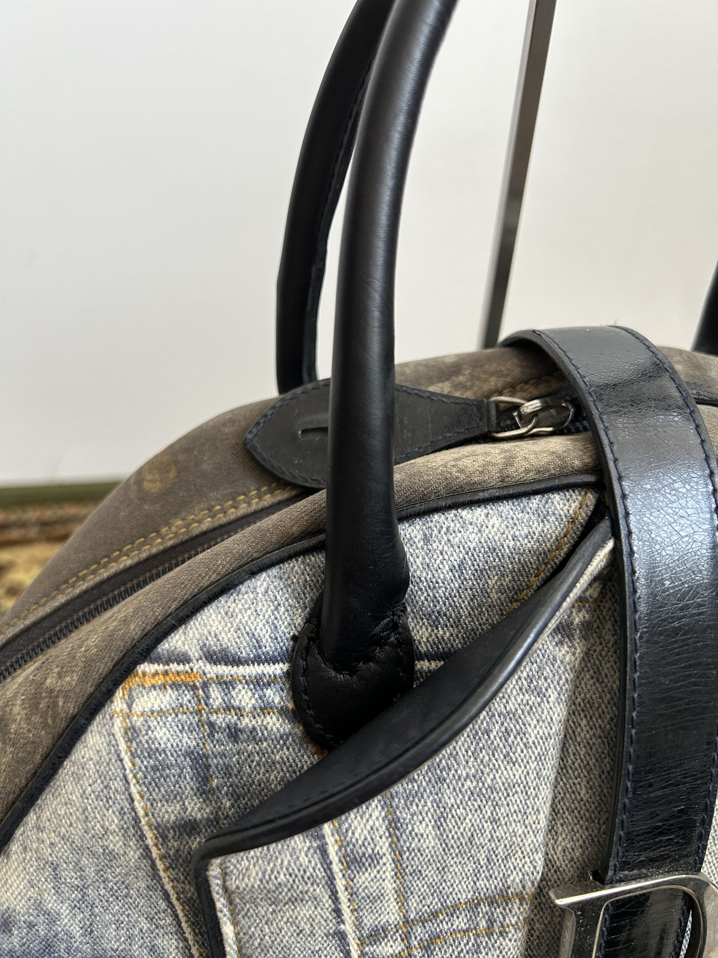 Vintage y2k Dior by John Galliano double saddle denim bowling bag
