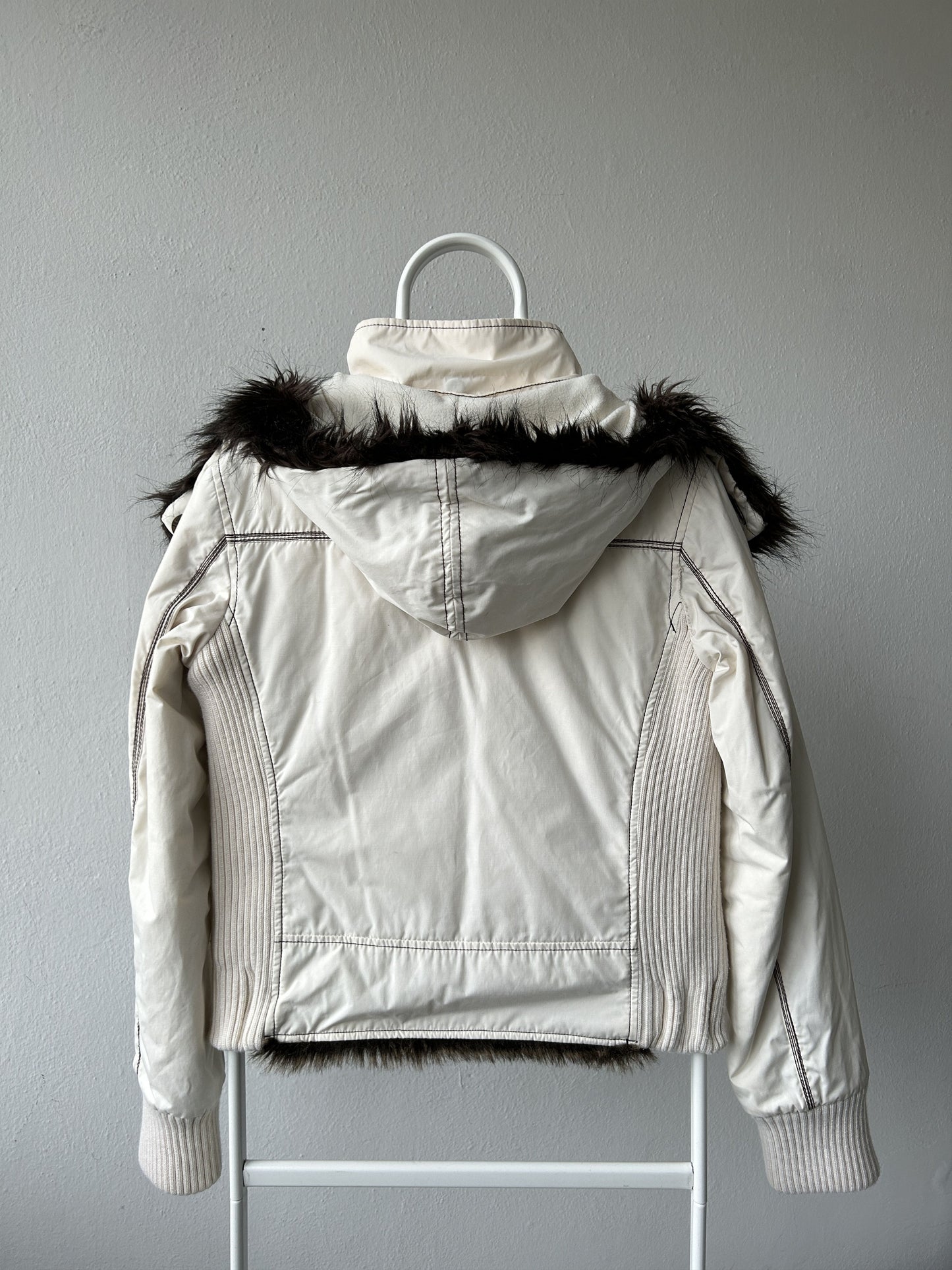 Archive y2k Miss Sixty faux fur lined hooded bomber