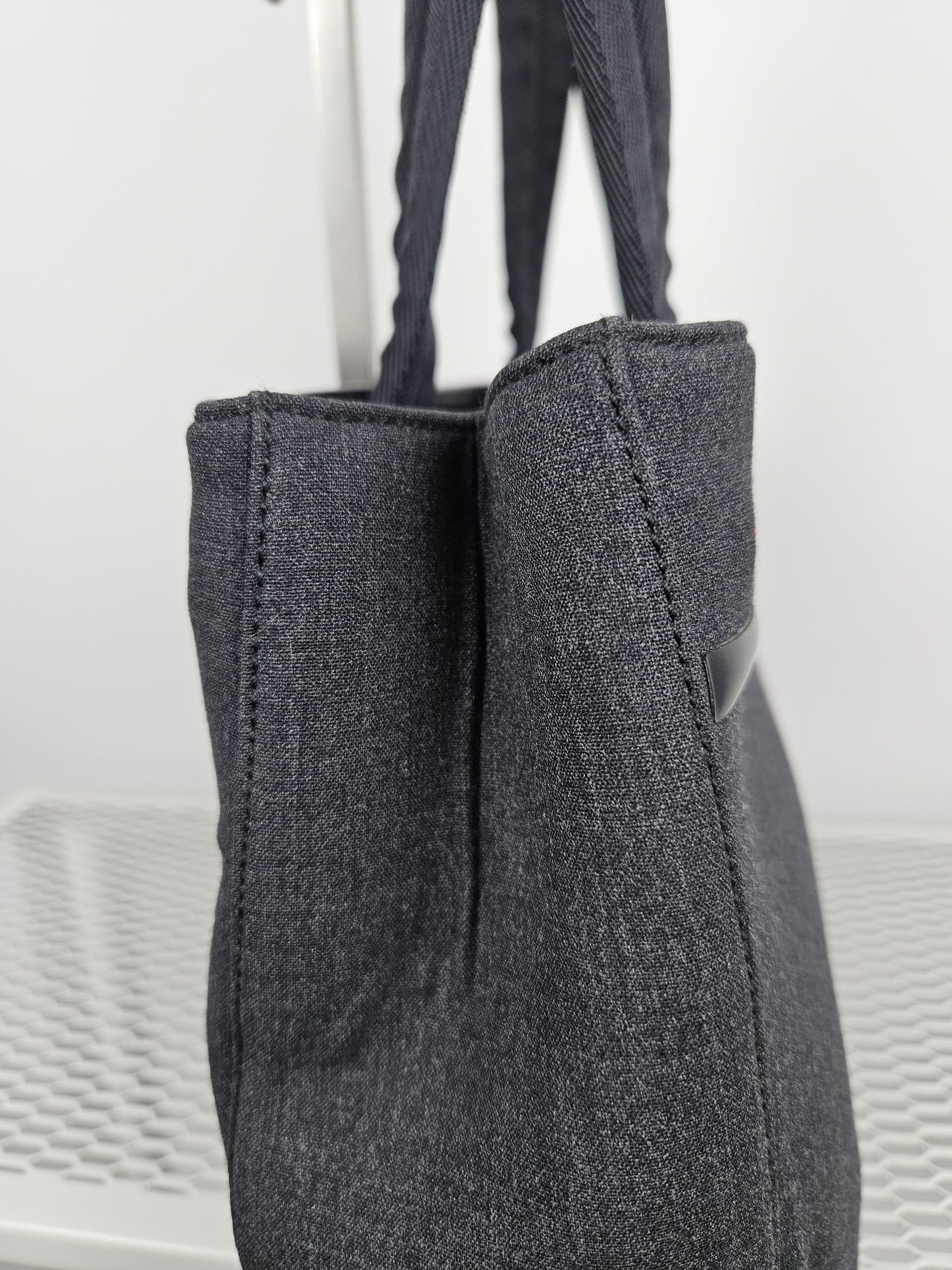 Archive AW1999 prada sport black tab wool and nylon tote bag