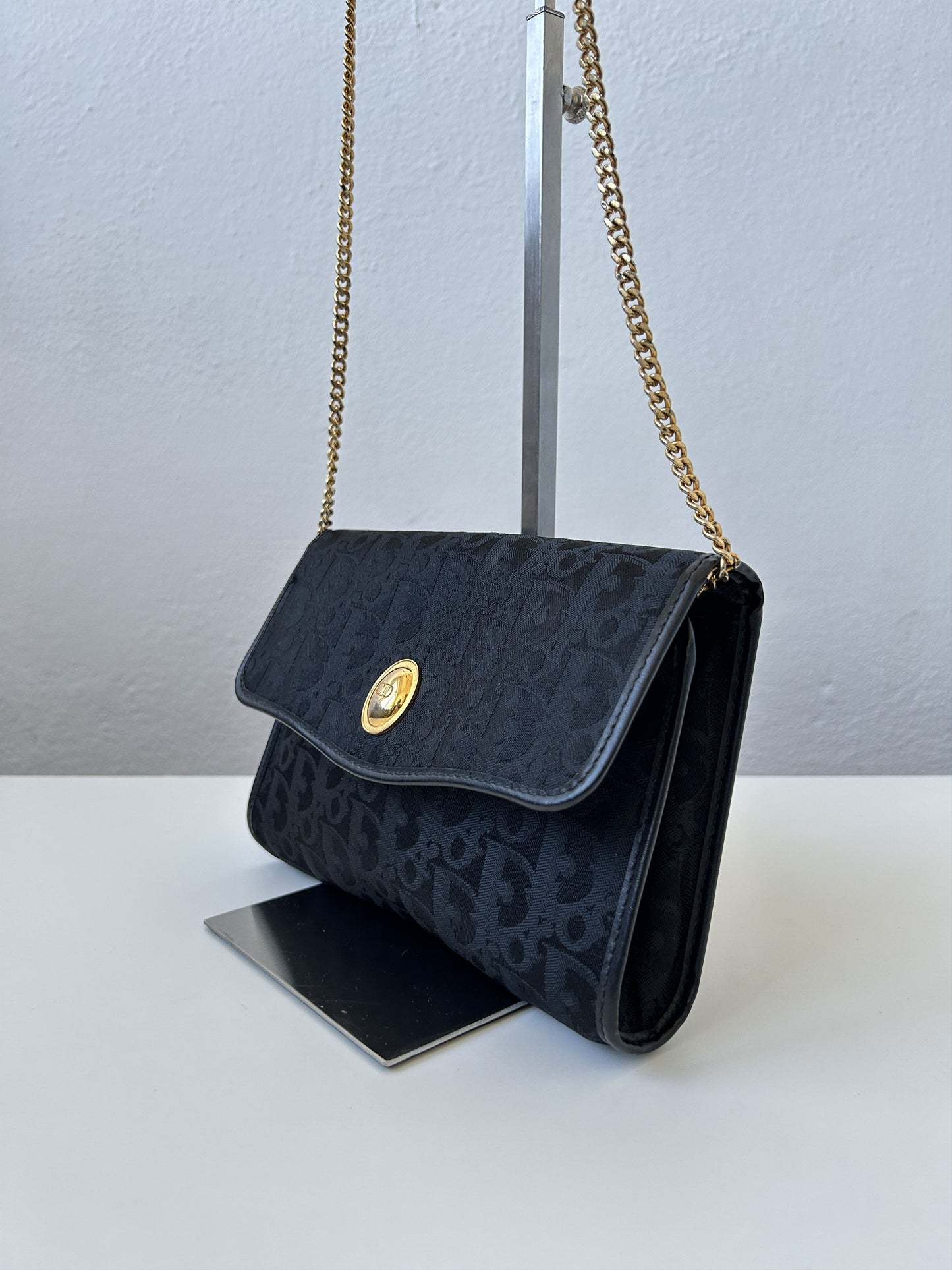 80s Dior trotter oblique monogram canvas chain shoulder bag