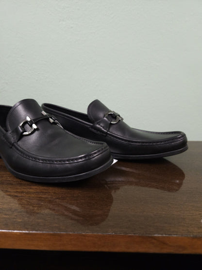 Salvatore Ferragamo gancini black leather loafers