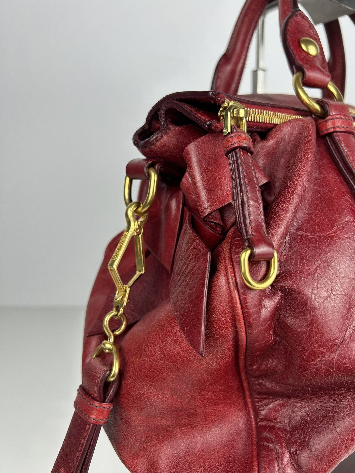 Miu miu vitello bow bag in red