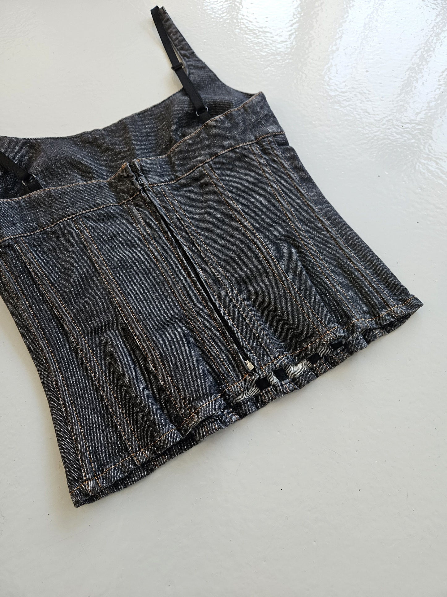 Archive y2k Dolce gabbana denim pleated corset top