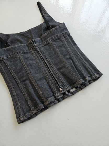 Archive y2k Dolce gabbana denim pleated corset top